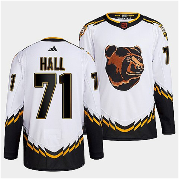 Personalized Men’s Boston Bruins #71 Taylor Hall White 2022 Reverse Retro Stitched Jersey