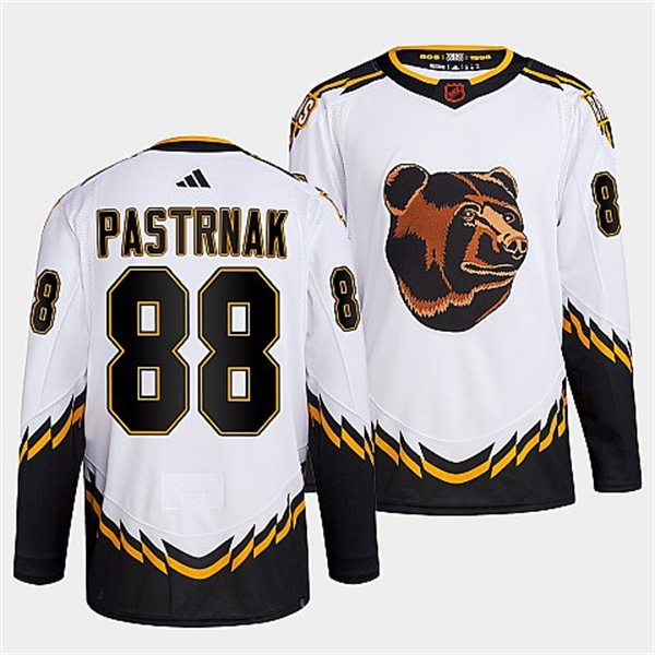 Personalized Men’s Boston Bruins #88 David Pastrnak White 2022 Reverse Retro Stitched Jersey