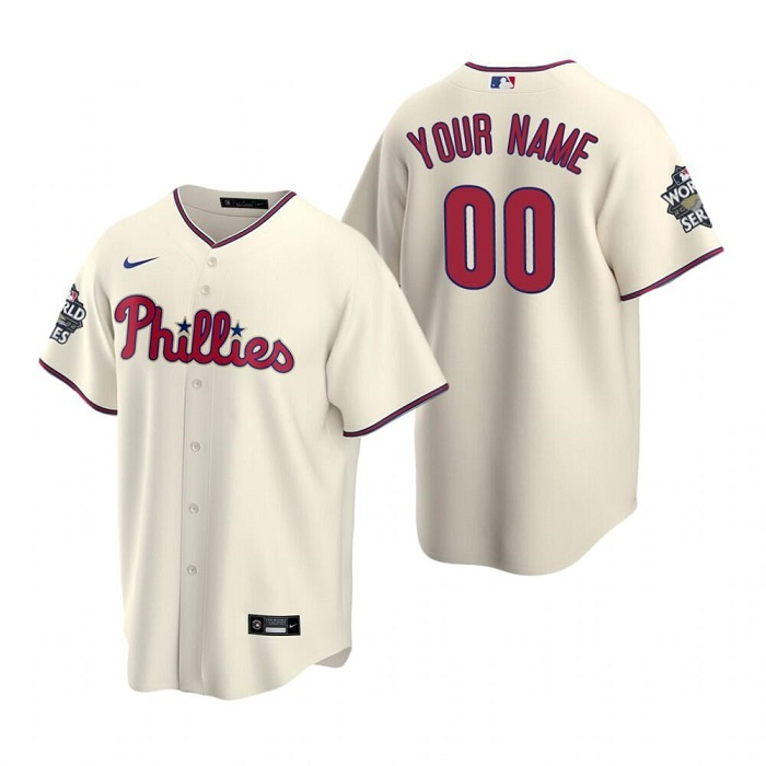 Personalized Men’s Philadelphia Phillies Active Player Cream2022 World Series Cool Base Stitched Baseball Jersey