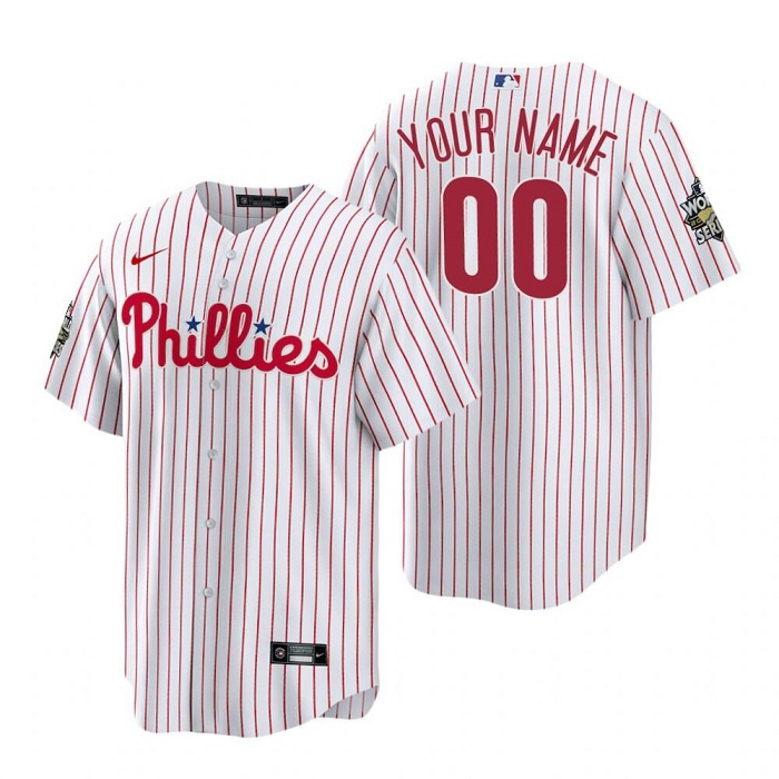 Personalized Men’s Philadelphia Phillies Active Player White 2022 World Series Cool Base Stitched Baseball Jersey
