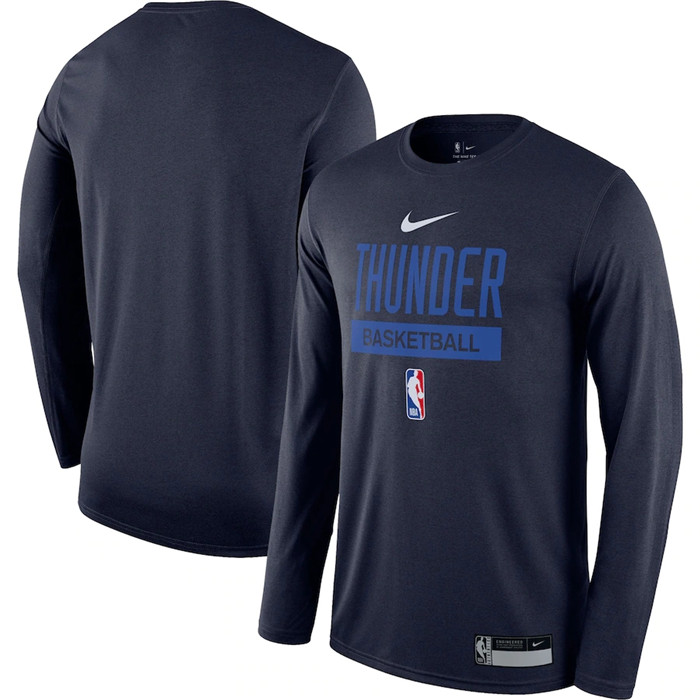 Personalized Men’s Oklahoma City Thunder Navy 2022 23 Legend On-Court Practice Performance Long Sleeve T-Shirt
