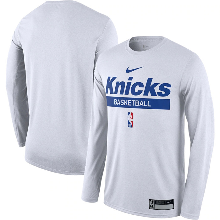 Personalized Men’s New York Knicks White 2022 23 Legend On-Court Practice Performance Long Sleeve T-Shirt