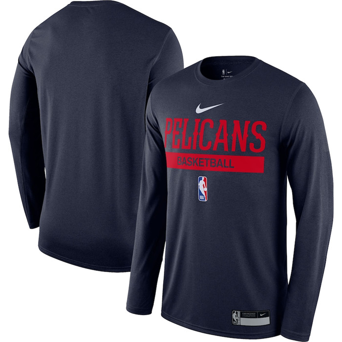 Personalized Men’s New Orleans Pelicans Navy 2022 23 Legend On-Court Practice Performance Long Sleeve T-Shirt