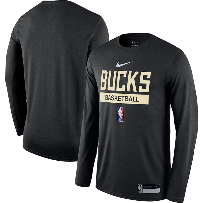 Personalized Men’s Milwaukee Bucks Black 2022 23 Legend On-Court Practice Performance Long Sleeve T-Shirt