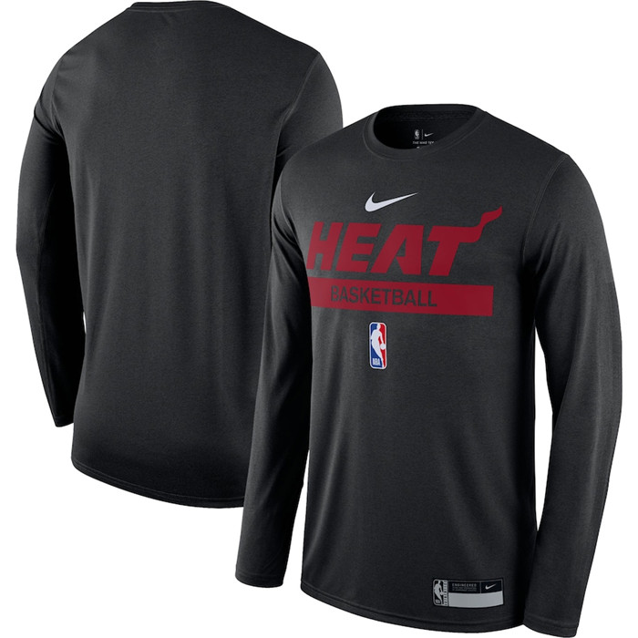 Personalized Men’s Miami Heat Black 2022 23 Legend On-Court Practice Performance Long Sleeve T-Shirt