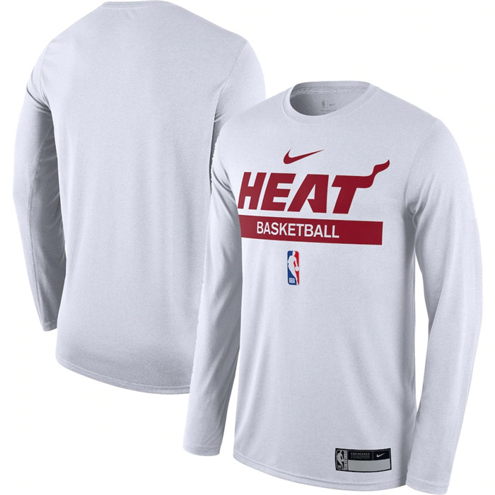 Personalized Men’s Miami Heat White 2022 23 Legend On-Court Practice Performance Long Sleeve T-Shirt