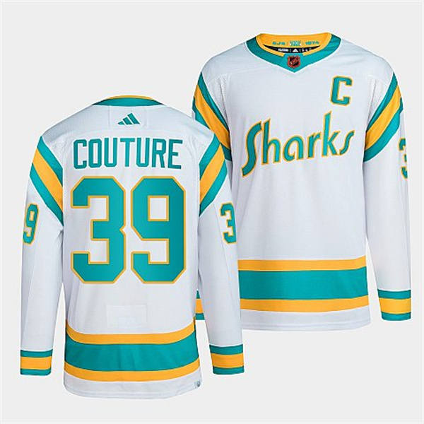 Personalized Men’s San Jose Sharks #39 Logan Couture White 2022 Reverse Retro Stitched Jersey