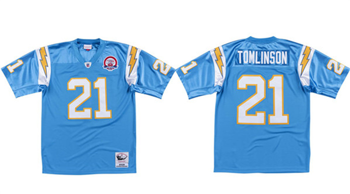 Personalized Men’s Los Angeles Chargers #21 LaDainian Tomlinson 2009 Blue Stitched Game Jersey