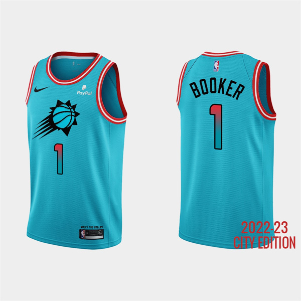 Personalized Men’s Phoenix Suns #1 Devin Booker 2022-23 Blue City Edition Stitched Basketball Jersey