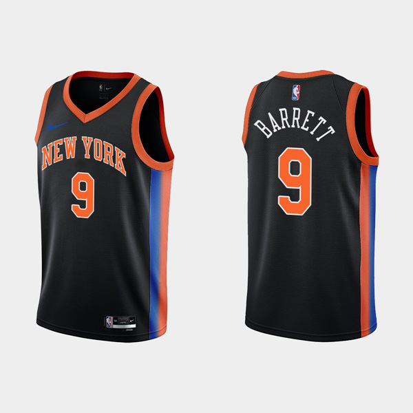 Personalized Men’s New Yok Knicks #9 RJ Barrett 2022-23 Black City Edition Stitched Basketball Jersey