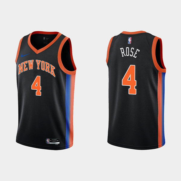 Personalized Men’s New Yok Knicks #4 Derick Rose 2022-23 Black City Edition Stitched Basketball Jersey