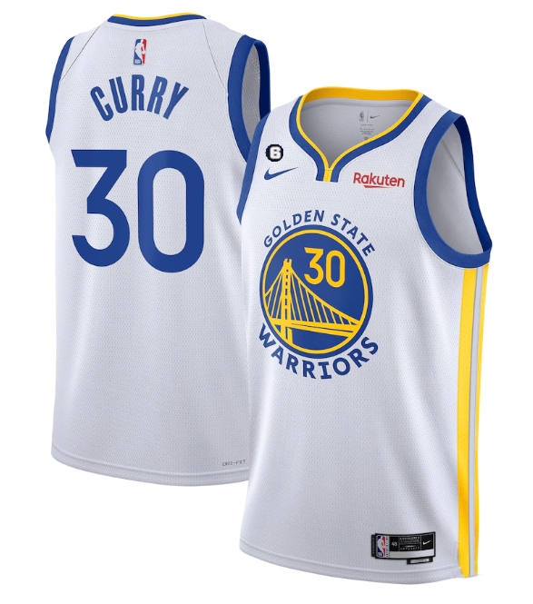 Personalized Men’s Golden State Warriors #30 Stephen Curry White With No.6 Patch Stitched Jersey