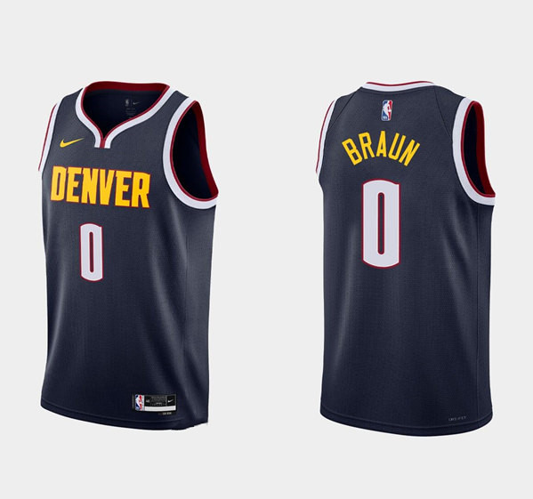 Personalized Men’s Denver Nuggets #0 Christian Braun 2022 Navy Icon Edition Stitched Jersey