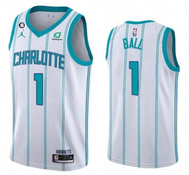 Personalized Men’s Charlotte Hornets #1 LaMelo Ball White No.6 Patch Stitched Basketball Jersey