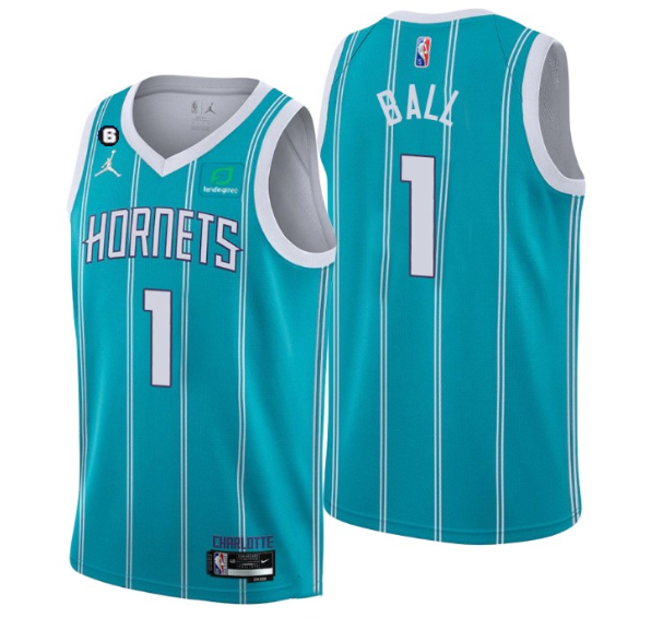 Personalized Men’s Charlotte Hornets #1 LaMelo Ball 2022-23 Icon Edition No.6 Patch Stitched Basketball Jersey