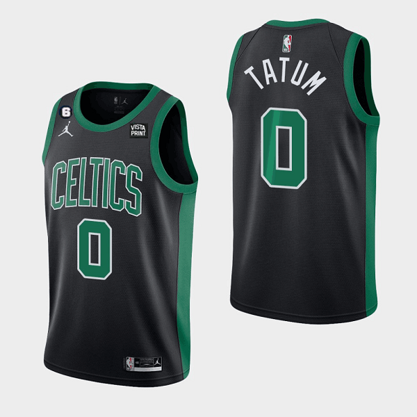 Personalized Men’s Boston Celtics #0 Jayson Tatum Black No.6 Patch Stitched Basketball Jersey