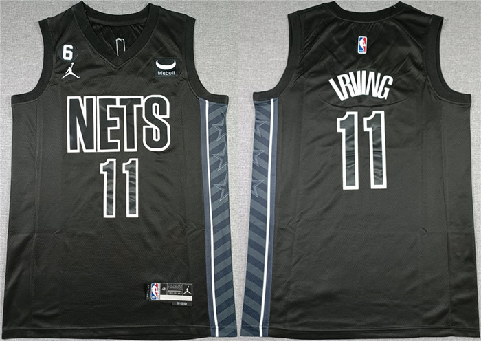 Personalized Men’s Brooklyn Nets #11 Kyrie Irving Black2022-23 Statement Edition No.6 Patch Stitched Basketball Jersey
