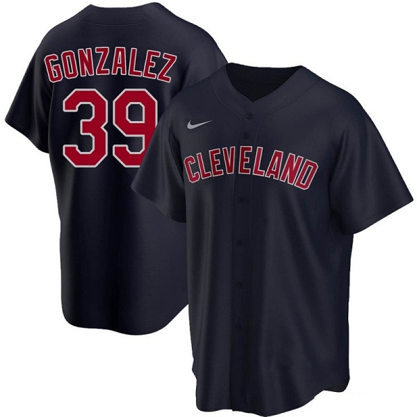 Personalized Men’s Cleveland Guardians #39 Oscar Gonzalez Navy Cool Base Stitched Jersey