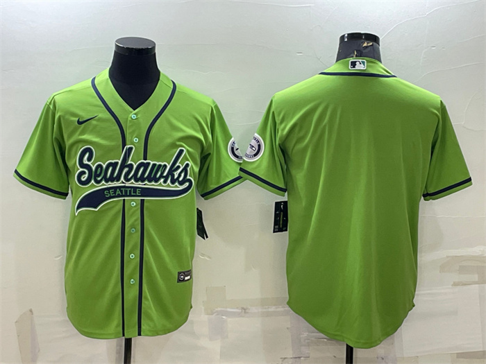 Personalized Men’s Seattle Seahawks Blank Green With Patch Cool Base Stitched Baseball Jersey