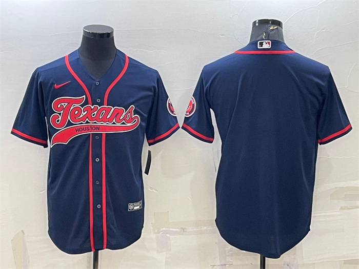 Personalized Men’s Houston Texans Blank Navy With Patch Cool Base Stitched Baseball Jersey