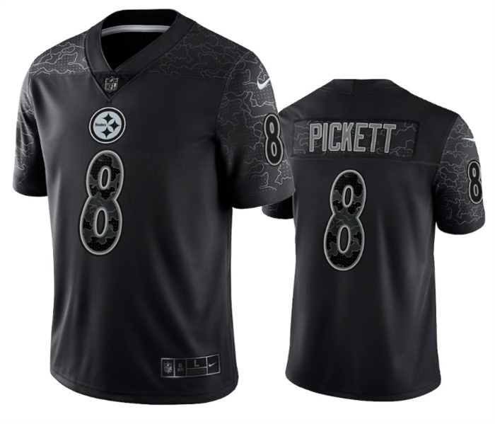 Personalized Men’s Pittsburgh Steelers #8 Kenny Pickett Black Reflective Limited Stitched Jersey