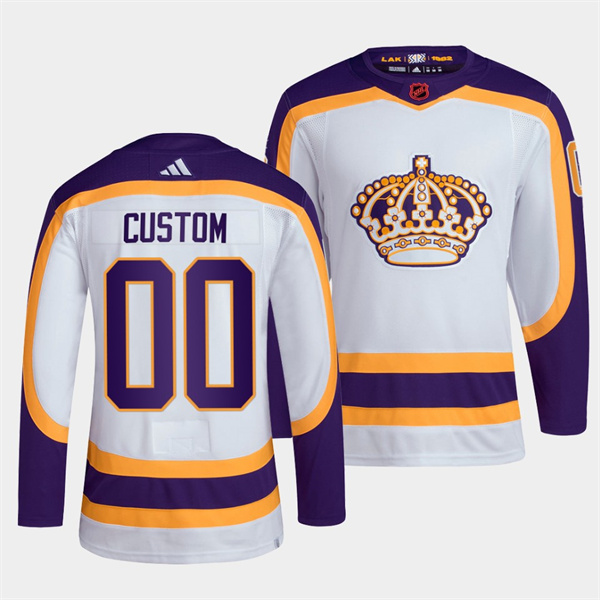 Personalized Men’s Los Angeles Kings White 2022 Reverse Retro Stitched Jersey