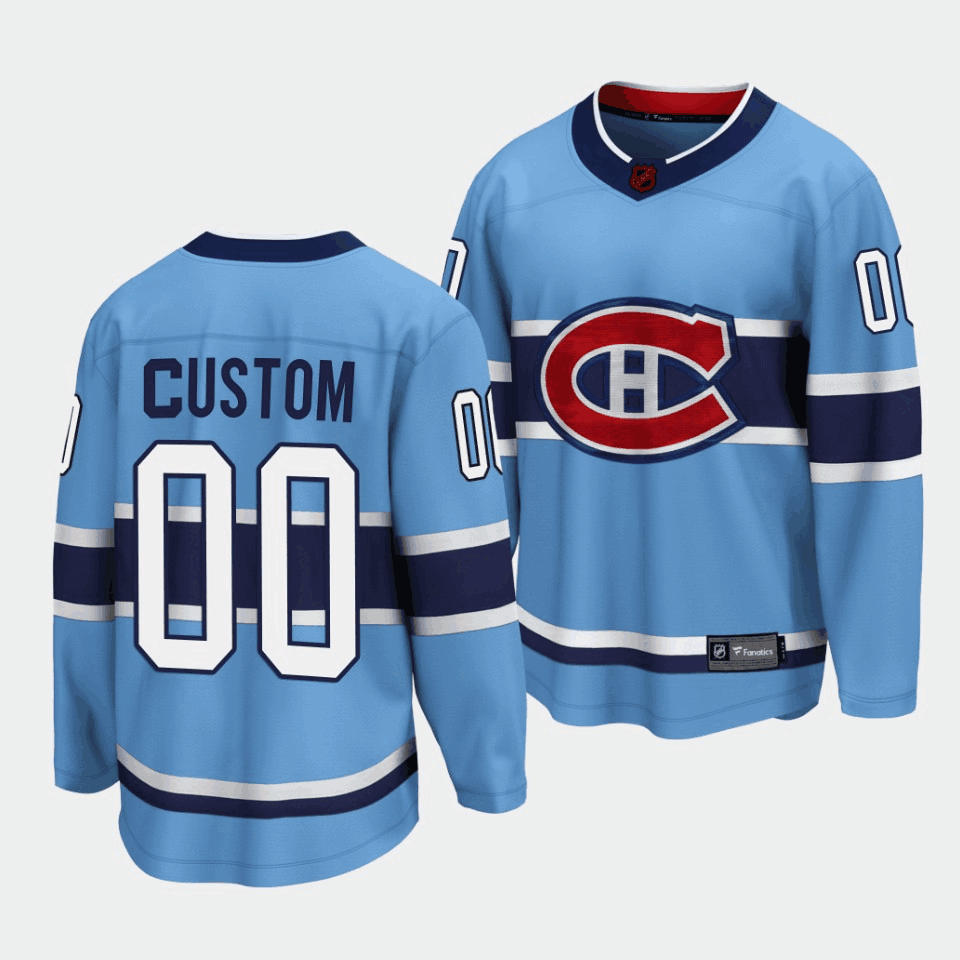 Personalized Men’s Montreal Canadiens Blue 2022 Reverse Retro Stitched Jersey