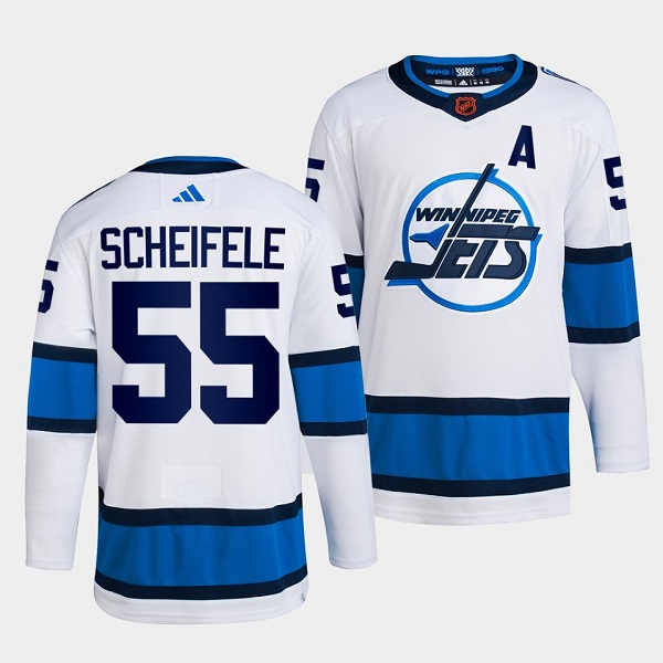 Personalized Men’s Winnipeg Jets #55 Mark Scheifele White 2022 Reverse Retro Stitched Jersey