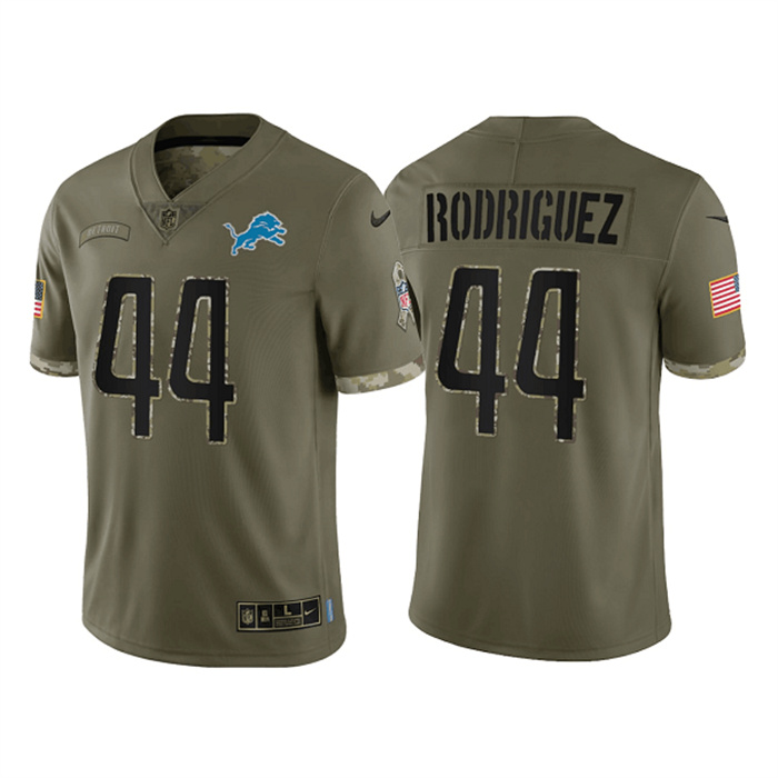 Personalized Men’s Detroit Lions #44 Malcolm Rodriguez Olive 2022 Salute To Service Limited Stitched Jersey