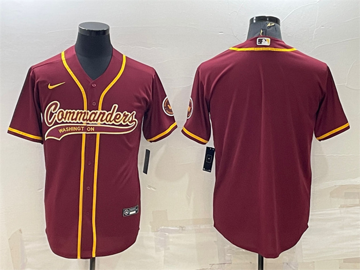 Personalized Men’s Washington Commanders Blank Burgundy With Patch Cool Base Stitched Baseball Jersey