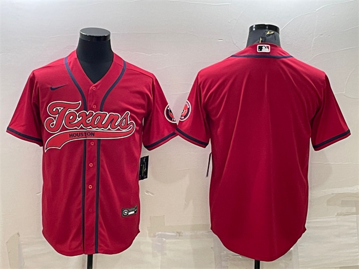 Personalized Men’s Houston Texans Blank Red With Patch Cool Base Stitched Baseball Jersey