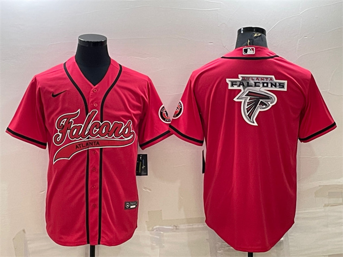 Personalized Men’s Atlanta Falcons Red Team Big Logo With Patch Cool Base Stitched Baseball Jersey
