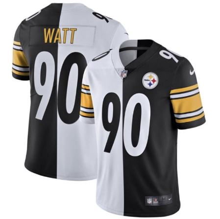Personalized Men’s Pittsburgh Steelers #90 T. J. Watt Split Limited Stitched Jersey