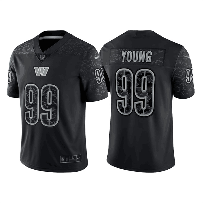 Personalized Men’s Washington Commanders #99 Chase Young Black Reflective Limited Stitched Football Jersey