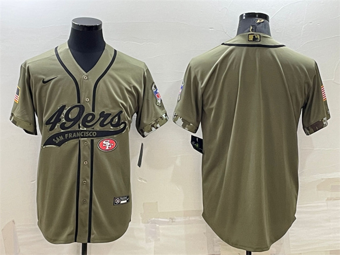 Personalized Men’s San Francisco 49ers Blank Olive Salute To Service Cool Base Stitched Baseball Jersey