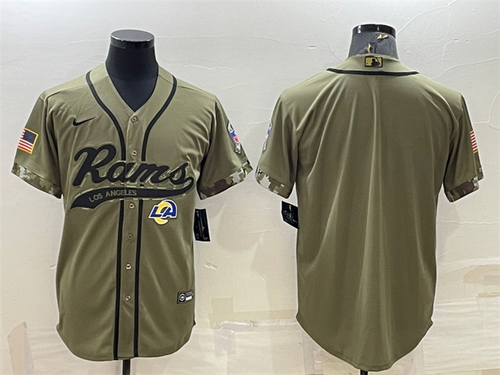 Personalized Men’s Los Angeles Rams Blank Olive Salute To Service Cool Base Stitched Baseball Jersey