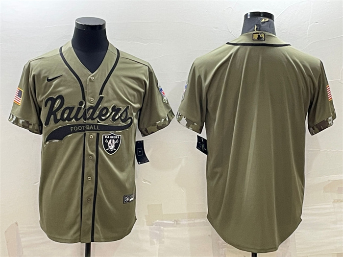 Personalized Men’s Las Vegas Raiders Blank Olive Salute To Service Cool Base Stitched Baseball Jersey
