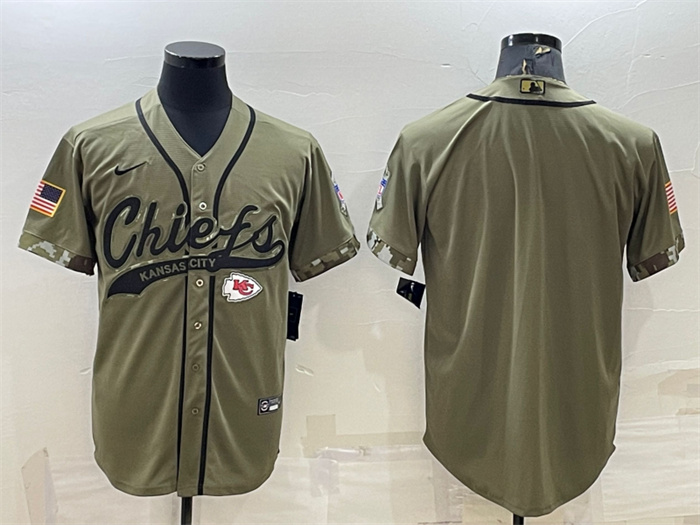Personalized Men’s Kansas City Chiefs Blank Olive Salute To Service Cool Base Stitched Baseball Jersey