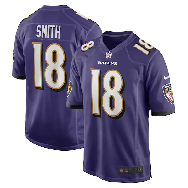 Personalized Men’s Baltimore Ravens #18 Roquan Smith Purple Limited Jersey