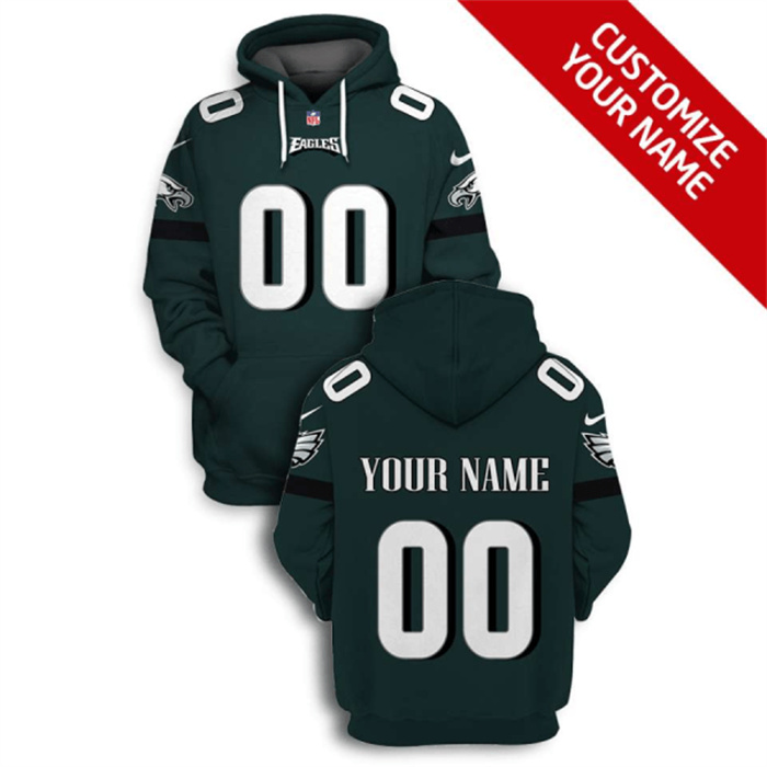 Personalized Men’s Philadelphia Eagles Active Player 2021 Black Green Pullover Hoodie