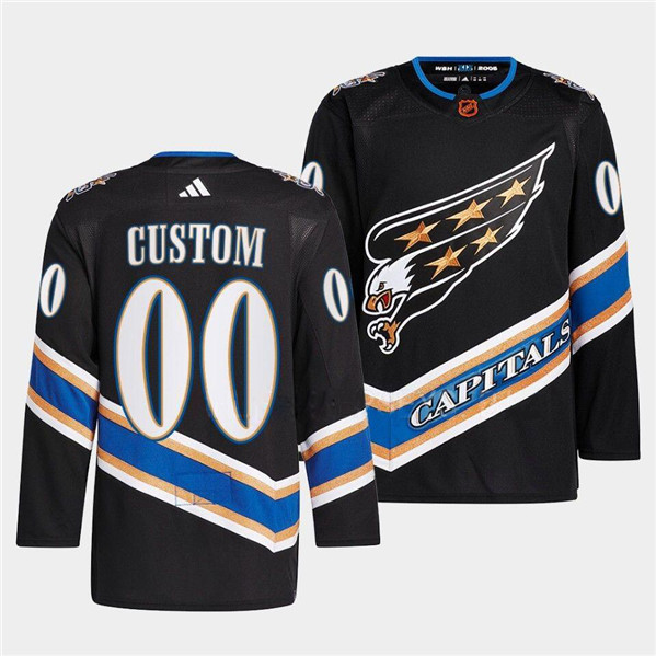 Personalized Men’s Washington Capitals Black 2022-23 Reverse Retro Stitched Jersey