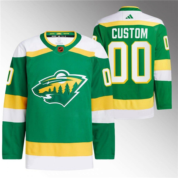 Personalized Men’s Minnesota Wild Green 2022-23 Reverse Retro Stitched Jersey