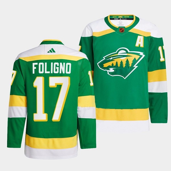 Personalized Men’s Minnesota Wild #17 Marcus Foligno Green 2022-23 Reverse Retro Stitched Jersey