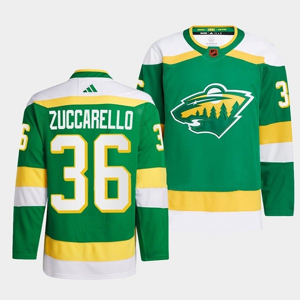 Personalized Men’s Minnesota Wild #36 Mats Zuccarello Green 2022-23 Reverse Retro Stitched Jersey