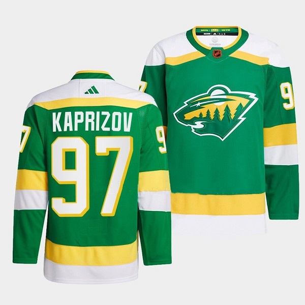 Personalized Men’s Minnesota Wild #97 Kirill Kaprizov Green 2022-23 Reverse Retro Stitched Jersey