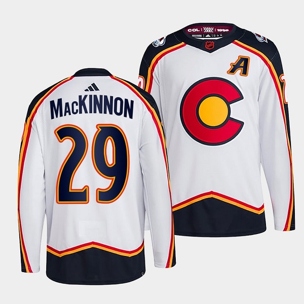 Personalized Men’s Colorado Avalanche #29 Nathan MacKinnon White 2022-23 Reverse Retro Stitched Jersey