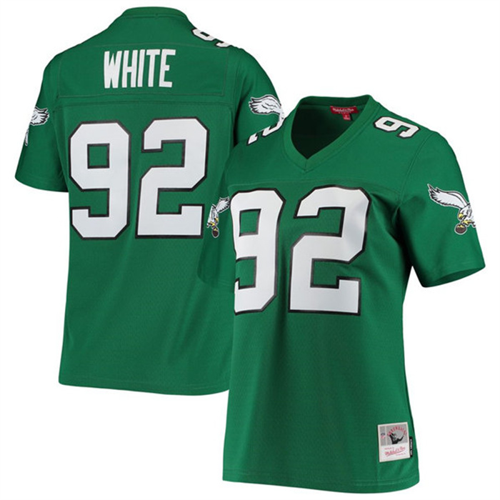 Personalized Women’s Philadelphia Eagles #92 Reggie White Green 1990 Mitchell & Ness Stitched Football Jersey(Run Small)