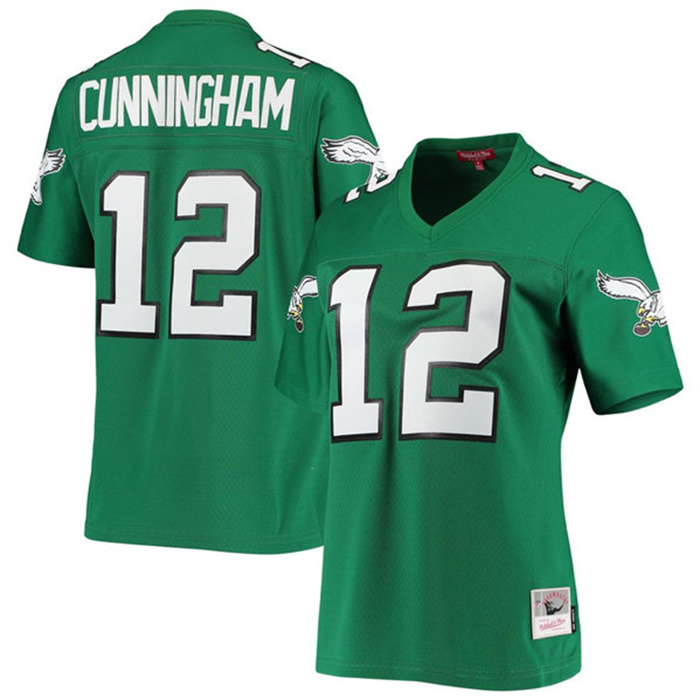 Personalized Women’s Philadelphia Eagles #12 Randall Cunningham Green 1990 Mitchell & Ness Stitched Football Jersey(Run Small)