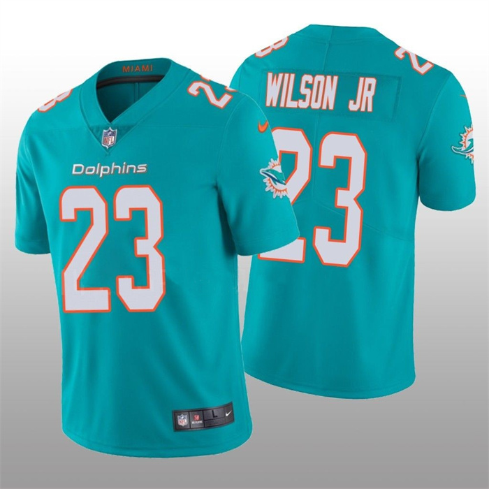 Personalized Men’s Miami Dolphins #23 Jeff Wilson Jr 2022 Aqua Untouchable Limited Stitched Jersey