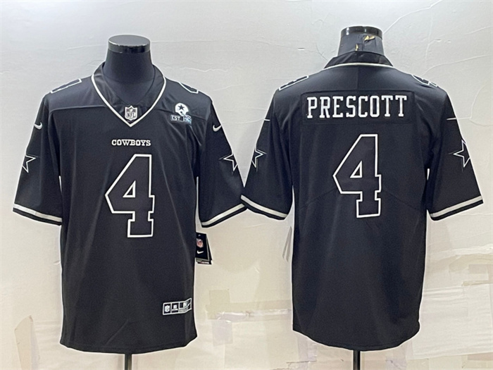 Personalized Men’s Dallas Cowboys #4 Dak Prescott Black With 1960 Patch Limited Stitched Football Jersey